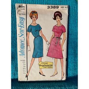 Advance 3389 fit and flare or pencil dress 1950s